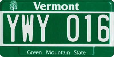 VT license plate YWY016