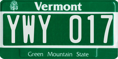 VT license plate YWY017