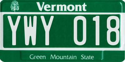 VT license plate YWY018