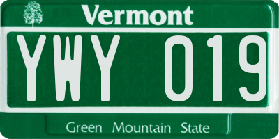 VT license plate YWY019