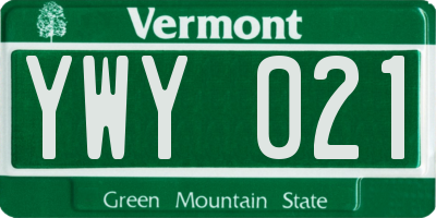 VT license plate YWY021