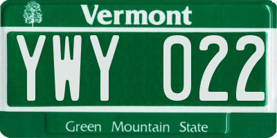 VT license plate YWY022