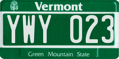 VT license plate YWY023
