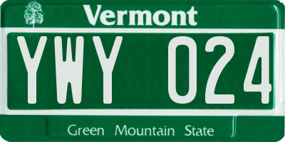 VT license plate YWY024