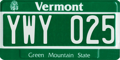 VT license plate YWY025