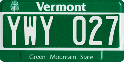 VT license plate YWY027