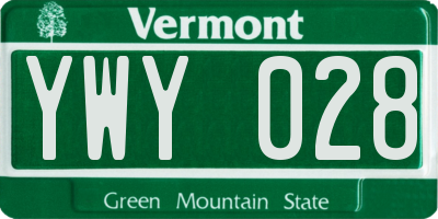 VT license plate YWY028