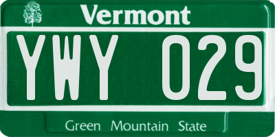 VT license plate YWY029