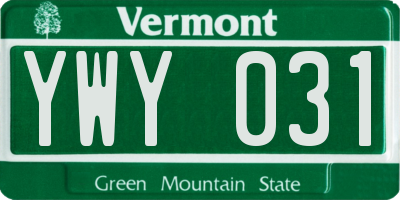 VT license plate YWY031