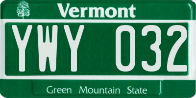 VT license plate YWY032