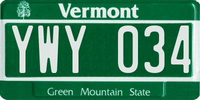 VT license plate YWY034