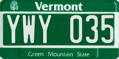 VT license plate YWY035