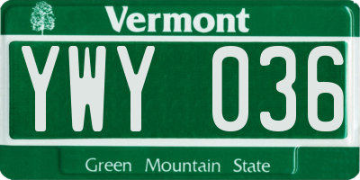 VT license plate YWY036