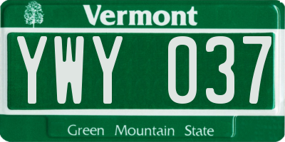 VT license plate YWY037