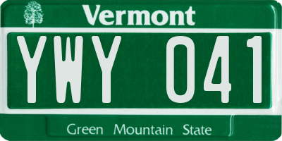 VT license plate YWY041