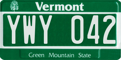 VT license plate YWY042