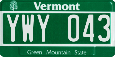 VT license plate YWY043