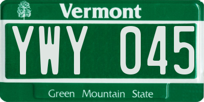 VT license plate YWY045