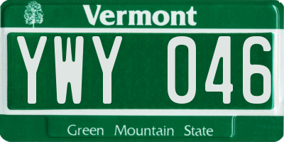 VT license plate YWY046