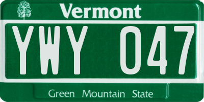 VT license plate YWY047