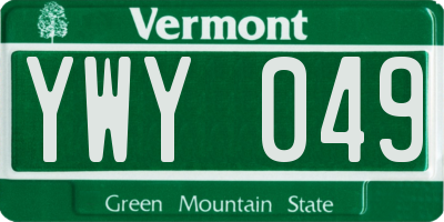VT license plate YWY049