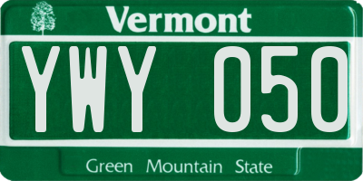VT license plate YWY050