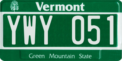 VT license plate YWY051