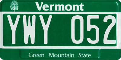 VT license plate YWY052