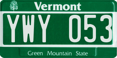 VT license plate YWY053