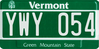 VT license plate YWY054
