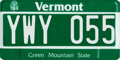 VT license plate YWY055