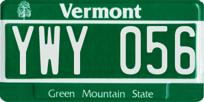 VT license plate YWY056