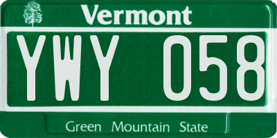 VT license plate YWY058