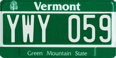 VT license plate YWY059