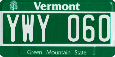 VT license plate YWY060