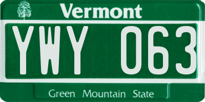 VT license plate YWY063