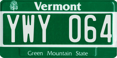 VT license plate YWY064