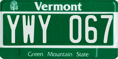 VT license plate YWY067