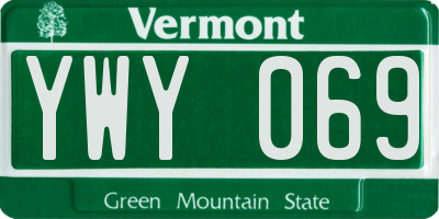 VT license plate YWY069