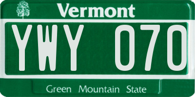 VT license plate YWY070