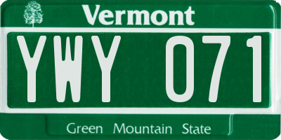 VT license plate YWY071