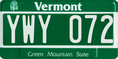 VT license plate YWY072