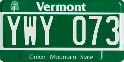 VT license plate YWY073