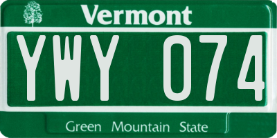 VT license plate YWY074