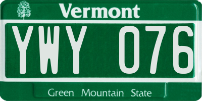 VT license plate YWY076