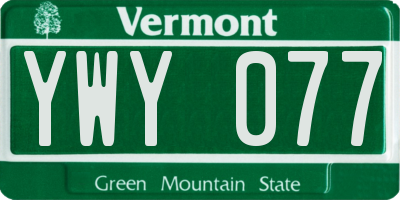 VT license plate YWY077