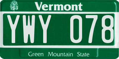 VT license plate YWY078