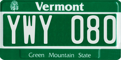 VT license plate YWY080