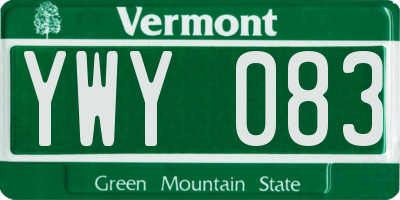 VT license plate YWY083