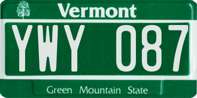 VT license plate YWY087